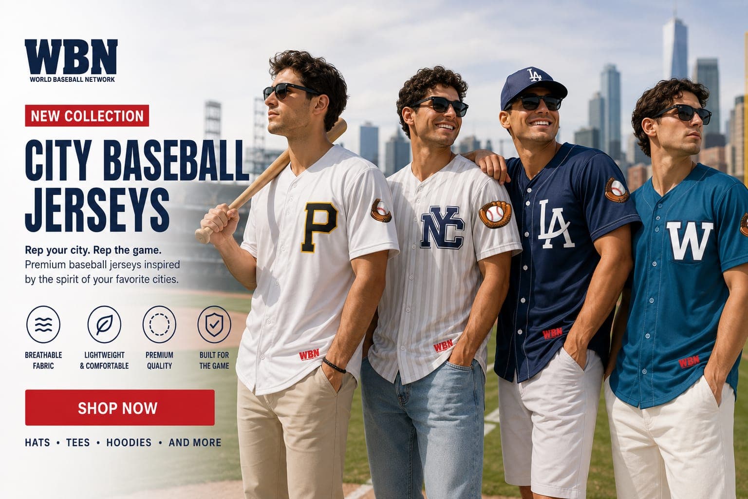 New collection — city baseball jerseys. Rep your city, rep the game. Shop now.