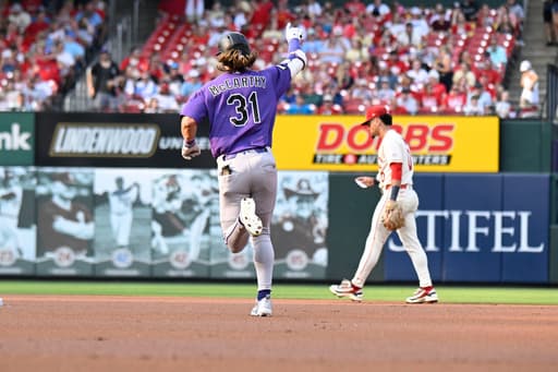 Jake McCarthy homers twice as the Rockies get past the Cardinals, 8-6