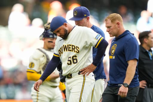 Brewers relievers DL Hall and Grant Anderson leave with injuries during 12-9 loss to Giants