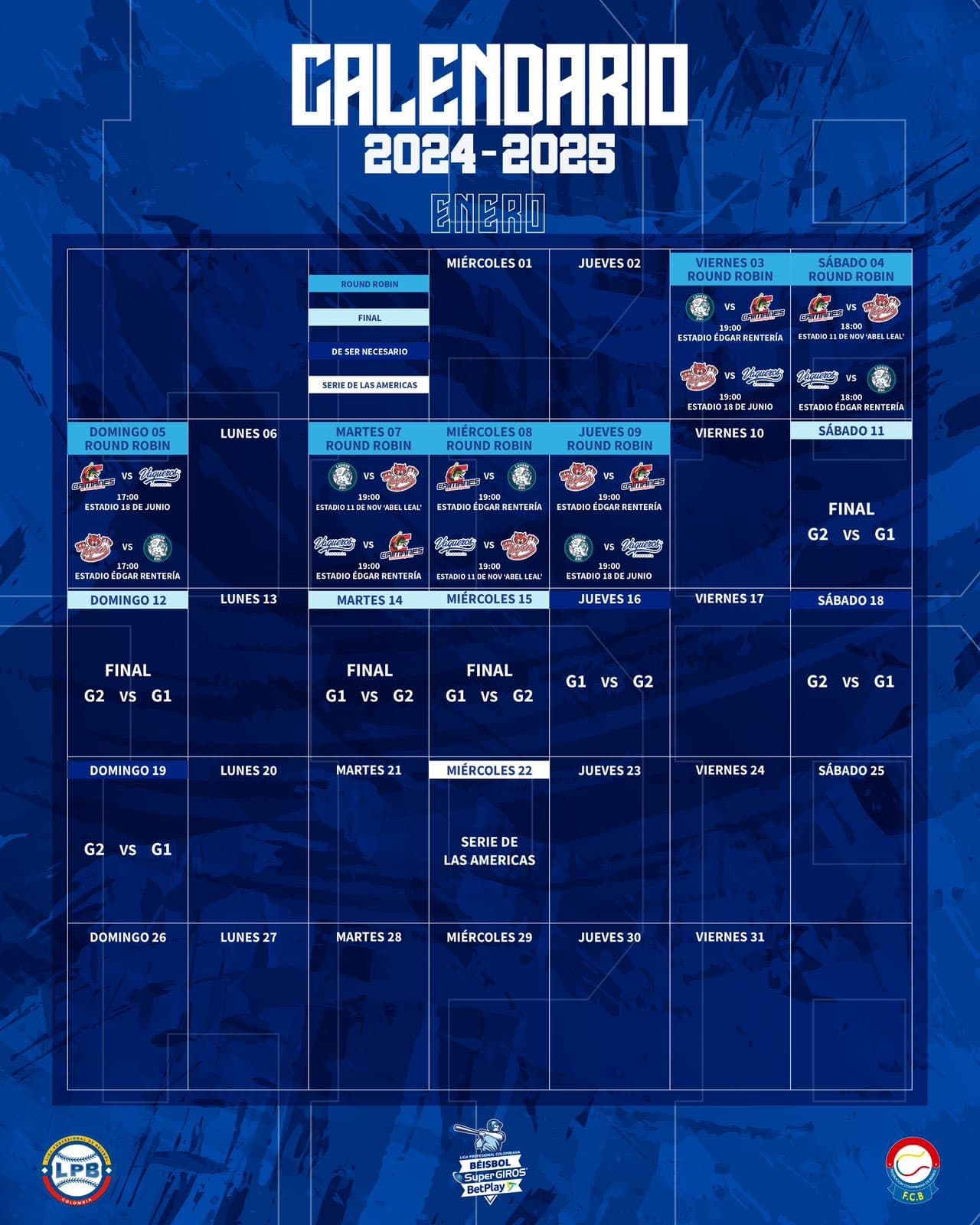 2024-25 Liga Profesional De Béisbol Colombia Round Robin Rundown