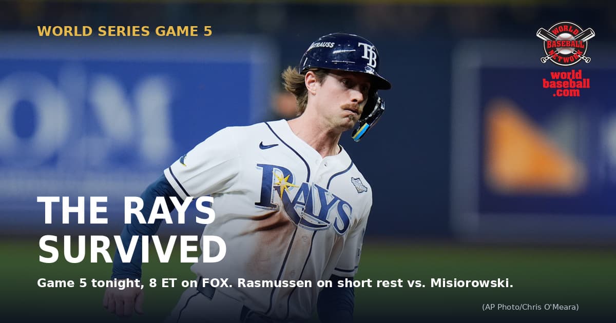 Tampa Bay Rays outfielder Jonny DeLuca, in a dirt-stained white uniform, rounds third base to score during the second inning of Game 4 of the World Series at Tropicana Field on Oct. 27, 2026.