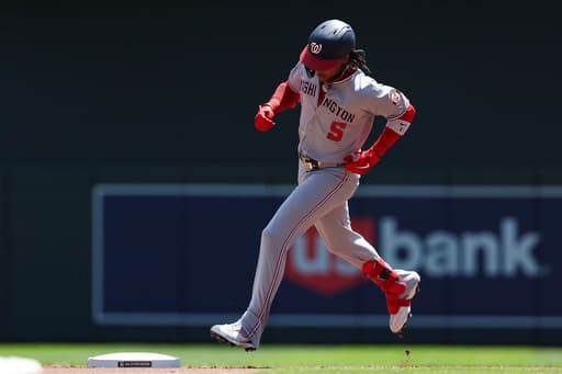 CJ Abrams hits a leadoff homer and steals 3 bases as the Nationals beat the Twins 7-2