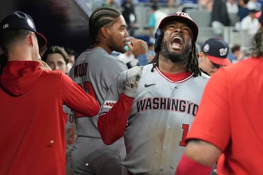 Bell second Nats player to homer from both sides, has 6 RBIs, 4 hits in 15-7 romp over Marlins