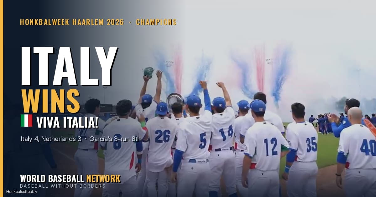 Italy 4, Netherlands 3: Robel García’s Three-Run Eighth Crowns the Azzurri Honkbalweek Haarlem Champions