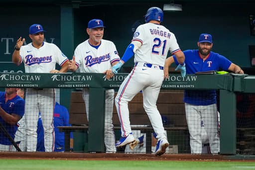 Double Burger for Texas as big 1B homers twice in 6-3 win for 3-game sweep of MLB-best Brewers