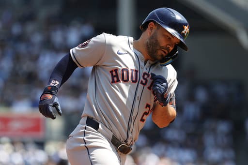 Alexander allows 1 hit in 6 innings, Altuve hits 250th career homer as Astros beat Yankees 7-1
