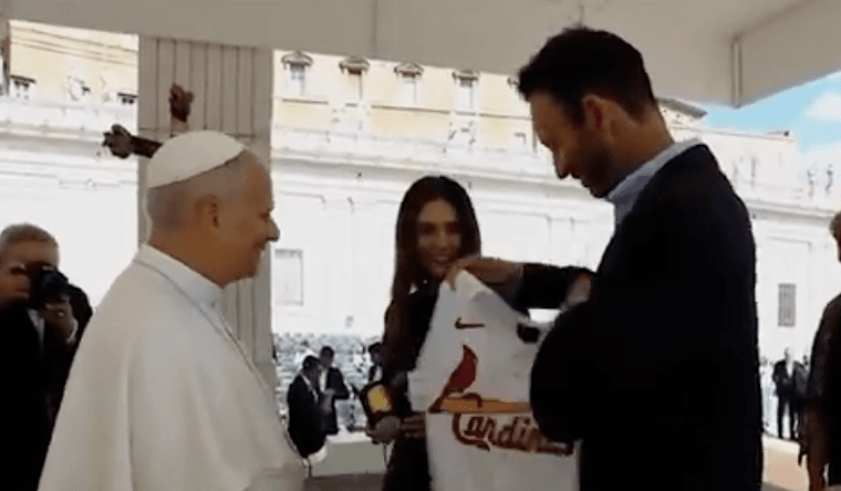 Cardinals’ DeWitt Meets Pope Leo XIV, Gifts Custom Jersey in Vatican Visit