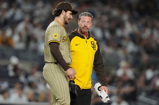 After losing no-hit bid in 7th inning, Padres pitcher Dylan Cease exits with forearm cramp