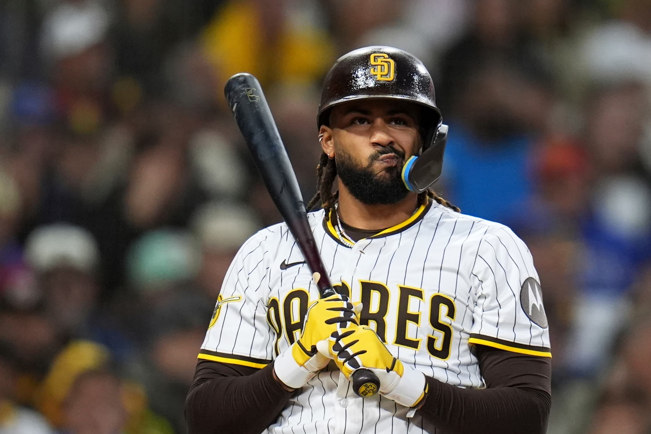 Padres OF Fernando Tatis Jr. leaves game versus Pirates after getting hit in left forearm by pitch