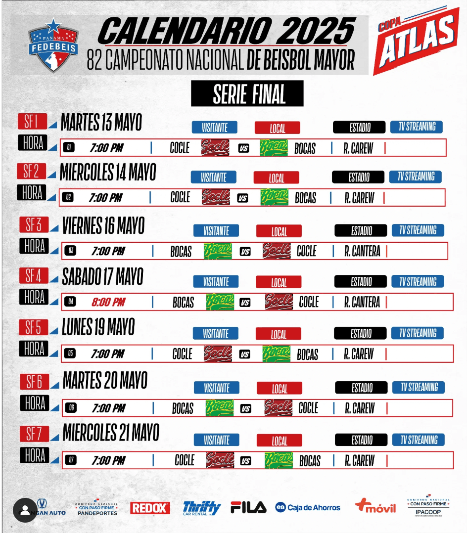 Federación Panameña de Béisbol Announces Schedule for Campeonato Nacional de Béisbol Mayor Series