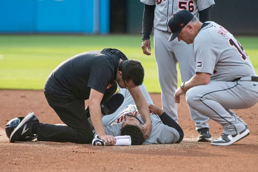 Detroit All-Star Gleyber Torres exits game at Cleveland after taking elbow to head