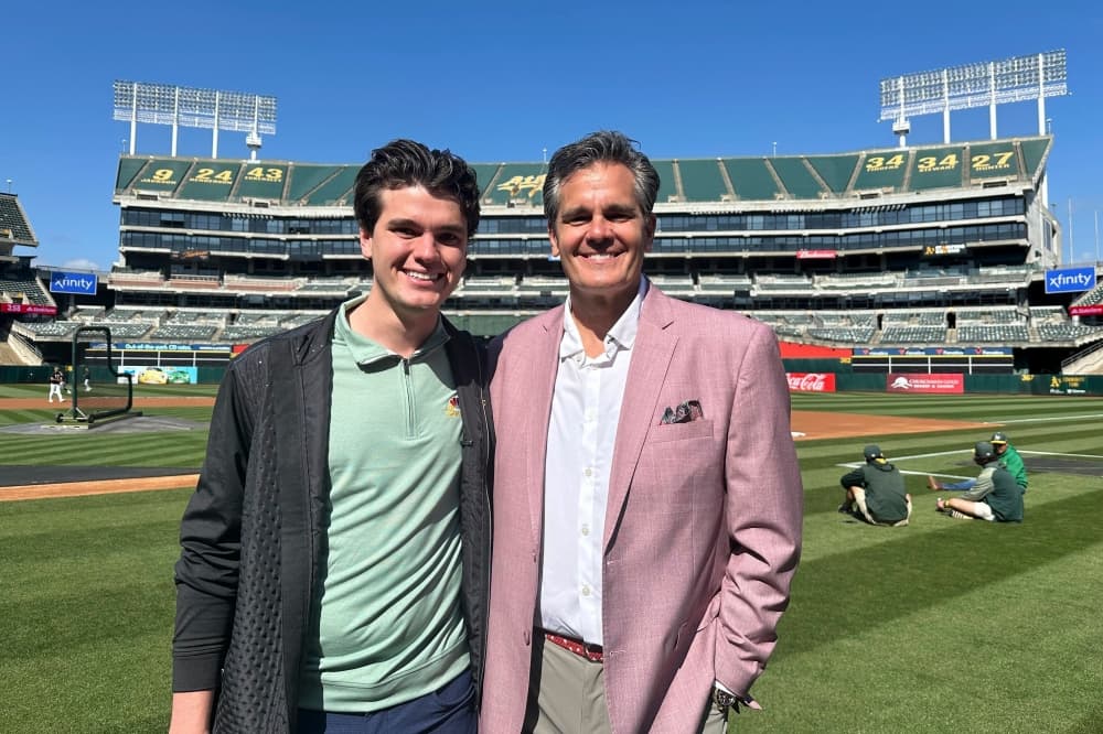 Father-son baseball play-by-play broadcasters Chip and Chris Caray cherish reunion in Oakland