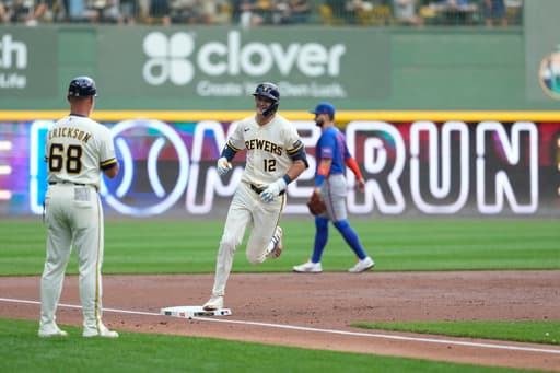 Pratt hits 1st career homer as Brewers beat Mets 8-3 in Peralta’s return to Milwaukee