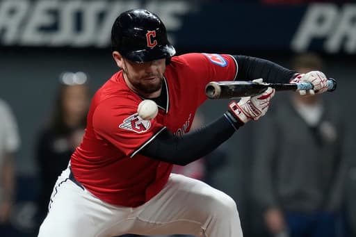 David Fry back in Guardians clubhouse after being hit by pitch in the face earlier this week