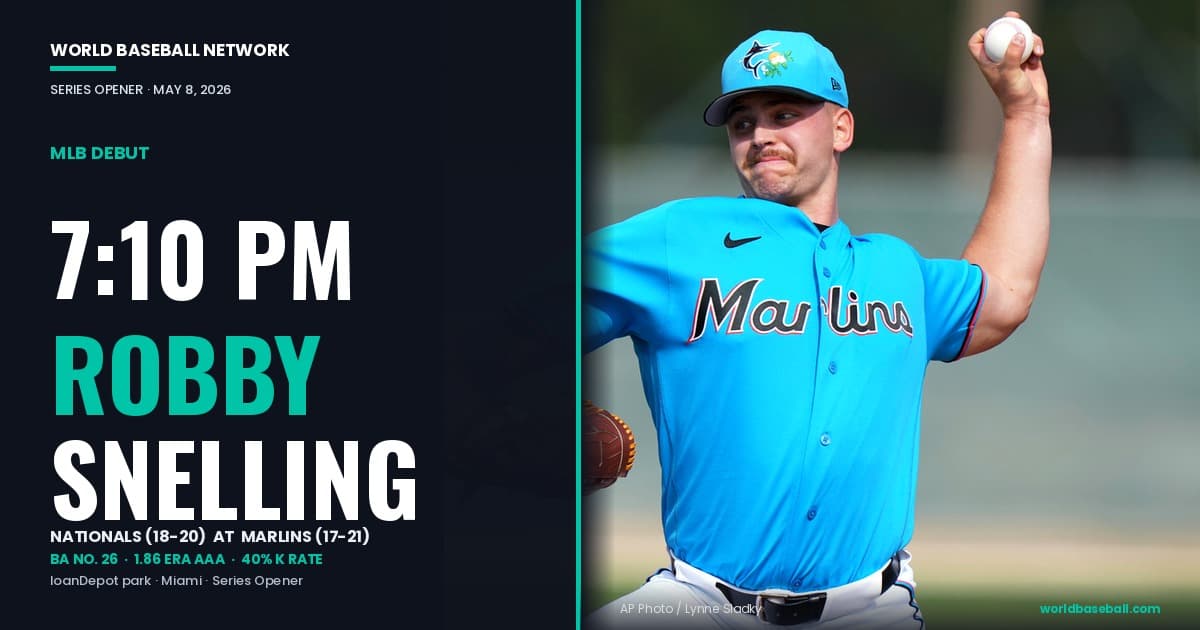 How To Watch Marlins vs. Nationals: Robby Snelling Debuts Tonight, Joe Mack Catches, Sandy Pitches Sunday On Mother’s Day