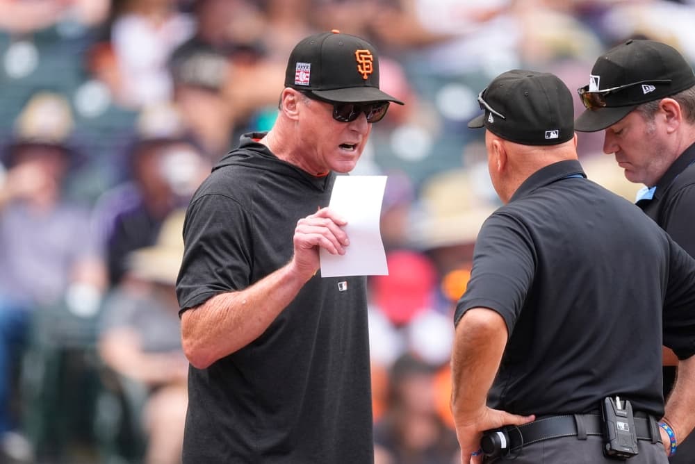 Giants manager Bob Melvin ejected before 1st pitch of game at Colorado