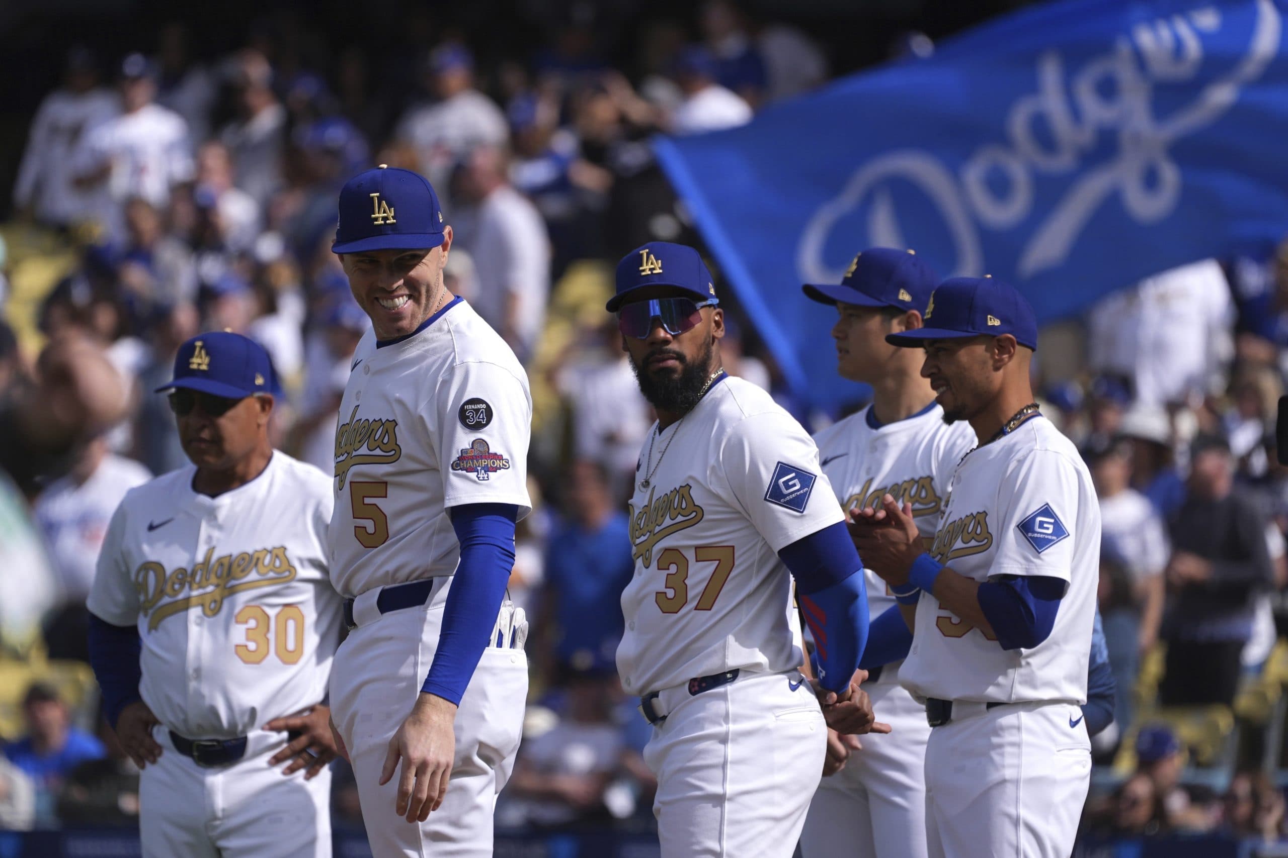 Dodgers celebrate 2024 World Series victory with Ice Cube and Kirk Gibson at home opener