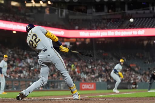 Yelich’s 5th career slam and Bauers’ 2-run homer power the Brewers to an 11-3 win over the Giants