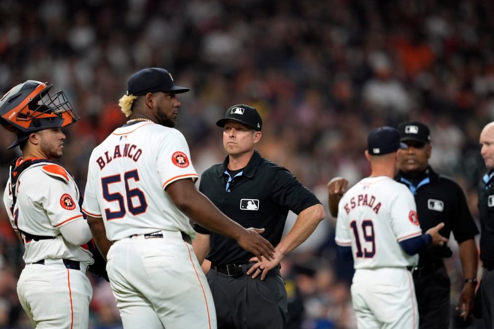 Astros starter Ronel Blanco ejected in the fourth inning after a foreign substance check