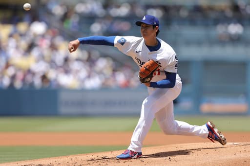 Shohei Ohtani pitches sharp first inning for Dodgers before driving in 5 runs at the plate