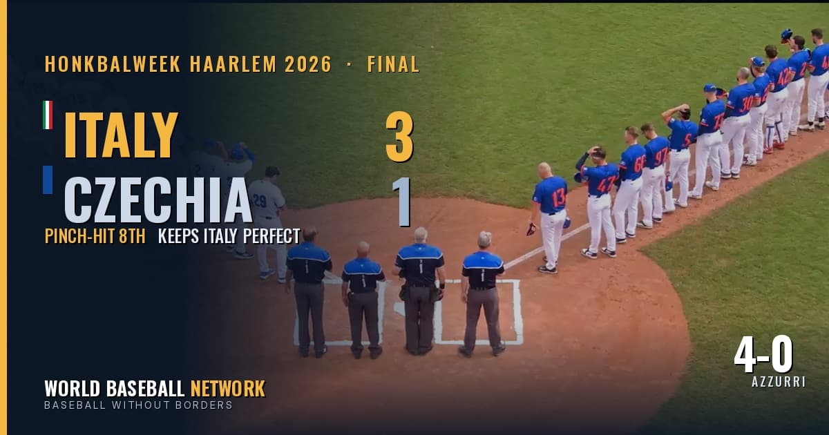 Italy 3, Czechia 1: A Late Pinch-Hit Rally Keeps the Azzurri Perfect at Honkbalweek Haarlem