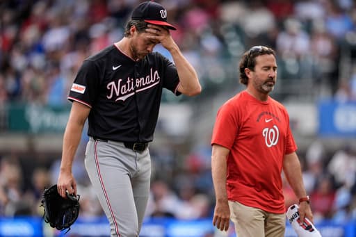 Jake Irvin throws 5 hitless innings in Washington one-hitter, but sore shoulder dampens the mood