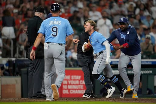 Taylor Walls ejected, has to be restrained in heated argument during Rays’ 1-0 loss to Houston