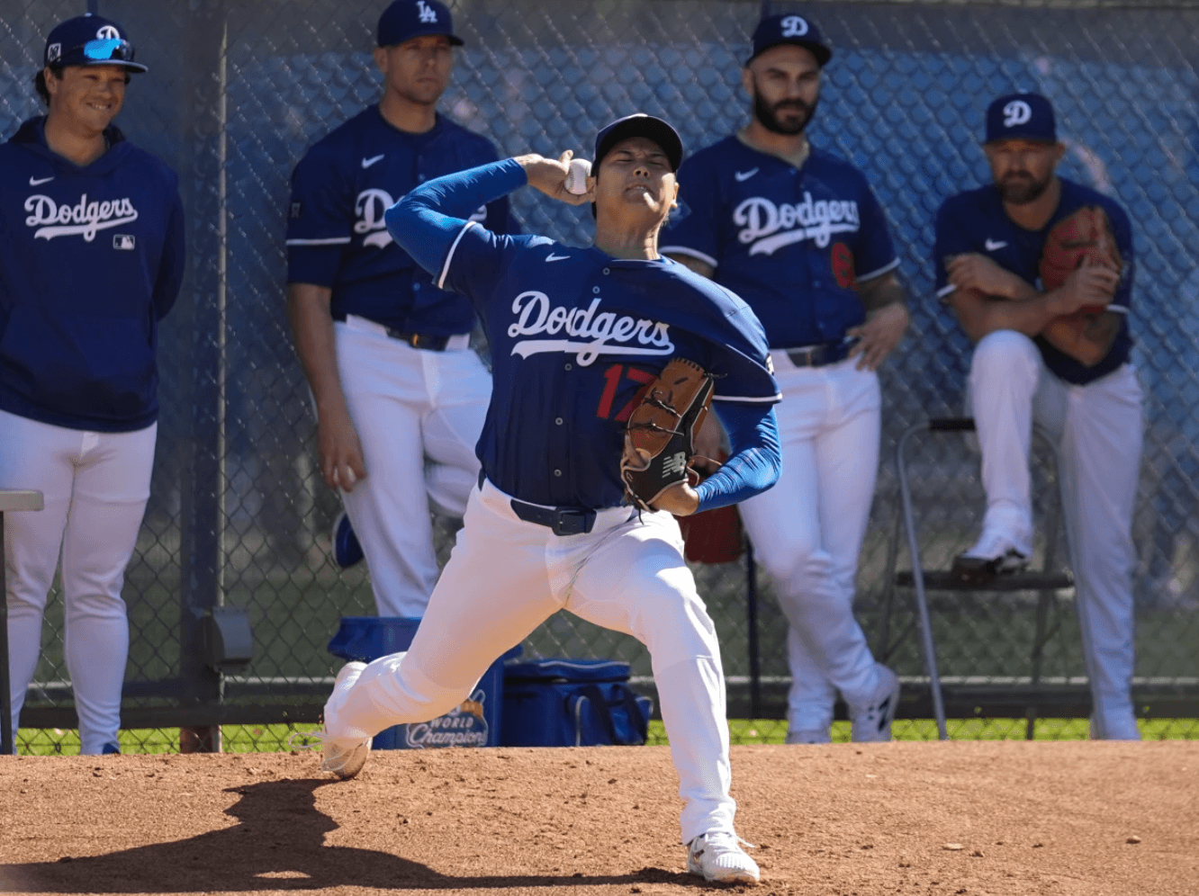 Dodgers Star Shohei Ohtani Throws 1st BP of Spring Training