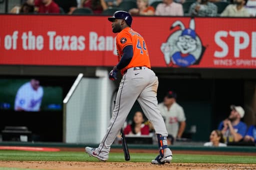 Yordan Alvarez homers twice for 2nd consecutive game to help Astros beat Rangers 4-3