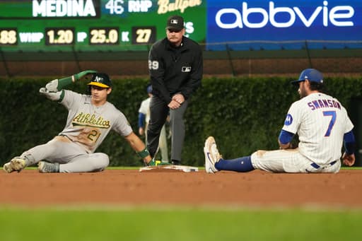 Kurtz drives in winning run in 10th as A’s beat Cubs 5-4; Chicago’s Happ reaches 1,000 career hits