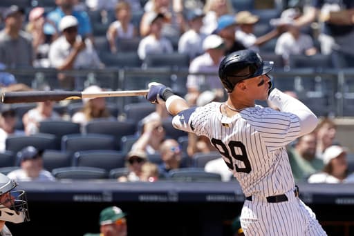 Judge homers twice to reach 30, Chisholm has 4 RBIs, Stroman wins in return as Yanks beat A’s 12-5