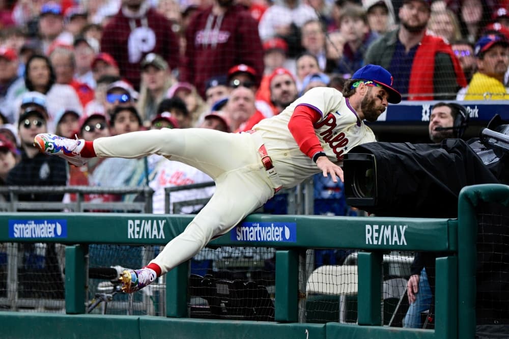 Phillies slugger Bryce Harper takes a day off for rest, not for his hard fall into a camera well
