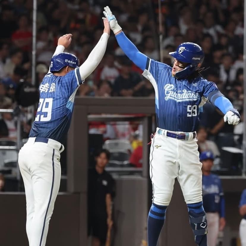 Yu Chang celebrates home run against Wei Chuan Dragons. Photo credit to CPBL