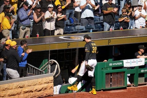 Pittsburgh Pirates pitcher Paul Skenes (30) walks to the dugout after being removed from the game by manager Don Kelly during the seventh inning of a baseball game against the St. Louis Cardinals in Pittsburgh, Thursday, Sept. 24, 2026. (AP Photo/Gene J. Puskar) (AP Photo/Gene J. Puskar)