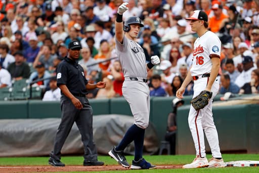 Rice’s 10th-inning slam lifts Yankees over Orioles 7-1, keeping NY 2 behind Toronto in AL East