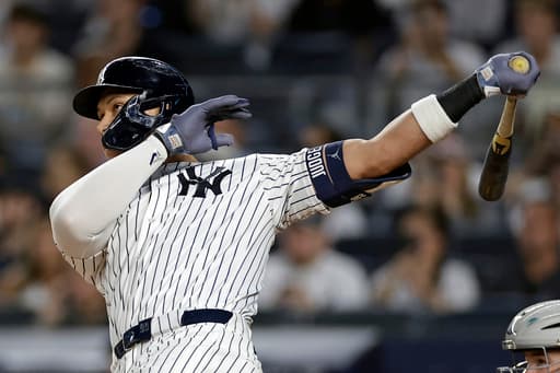 Judge homers twice to tie DiMaggio on Yankees list in 9-3 win over Tigers