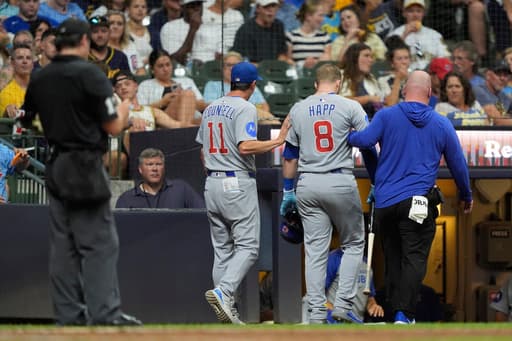 Cubs’ Happ leaves game after fouling ball off his shin and feeling lightheaded