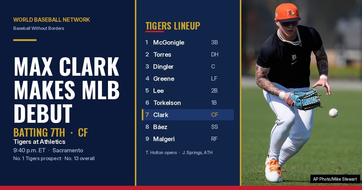 Max Clark MLB Debut: Tigers Lineup vs. Athletics, How to Watch