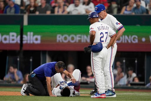 Rangers 2B Marcus Semien takes pitch to helmet, then stays in game to score against Braves