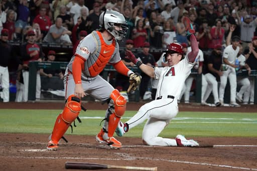 D-backs rally from early 4-run deficit and beat Giants 6-5 to keep pace in NL playoff race