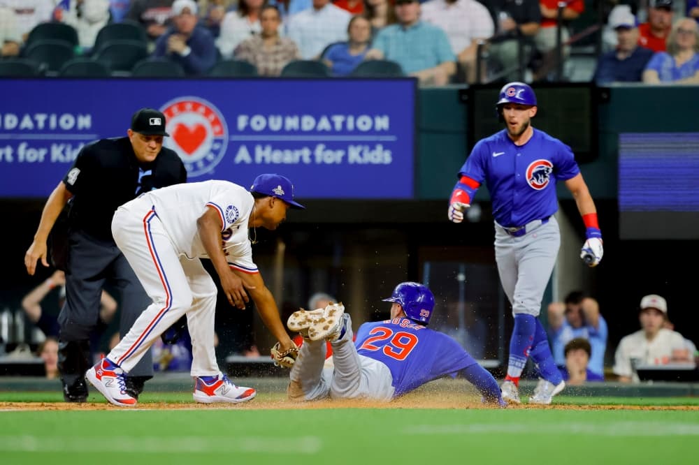 Disputed foul tip that put Rangers behind in opener not reviewable. Heim makes up for miscue