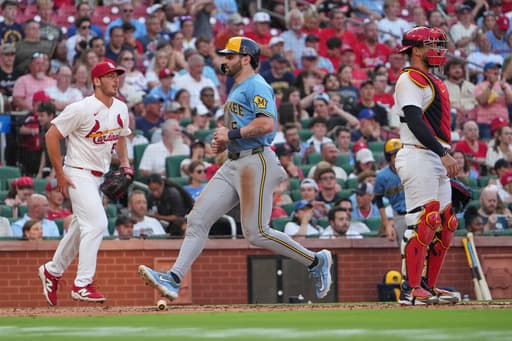 Bauers and Turang homers help the NL Central-leading Brewers beat the Cardinals 8-4