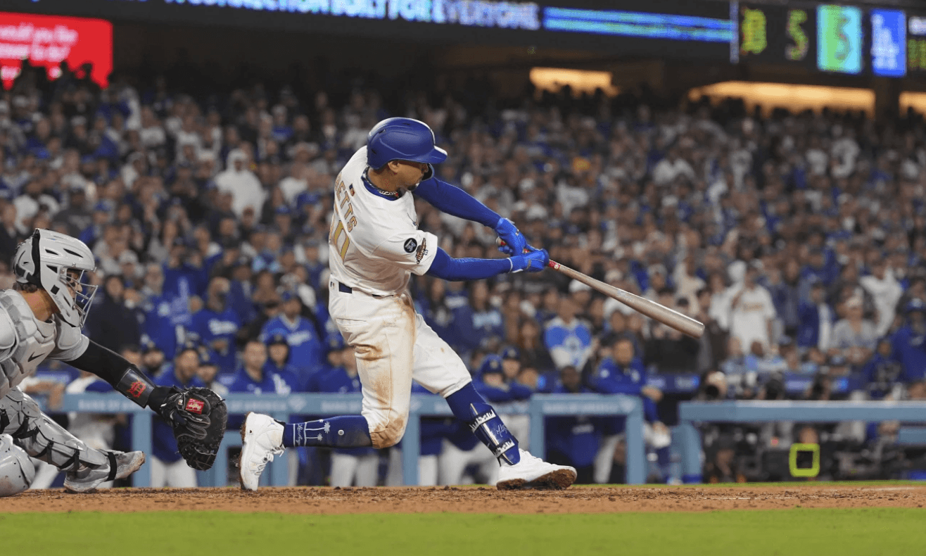 No longer sick, Dodgers’ Mookie Betts hits a pair of ‘160-pound homers’ as he works to gain weight