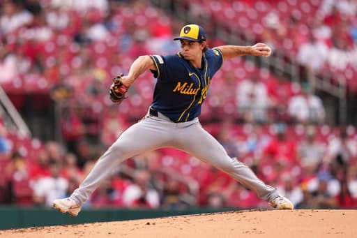 Gasser pitches career-best 7 2/3 innings in 10-2 win as Brewers sweep Cardinals in doubleheader