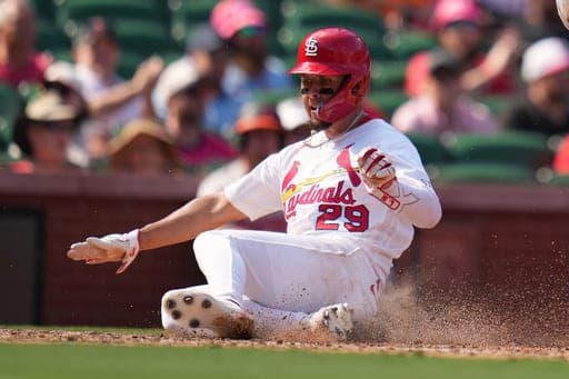 St. Louis Cardinals' Ramón Urías scores during the eighth inning of a baseball game against the Baltimore Orioles Thursday, Aug. 27, 2026, in St. Louis. (AP Photo/Jeff Roberson) (AP Photo/Jeff Roberson)