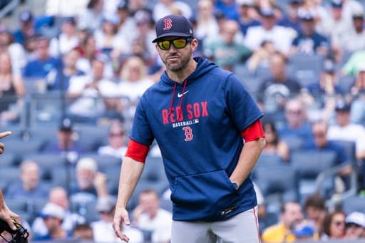 Boston Red Sox manager Chad Tracy looks on in the first inning during a baseball game against the Boston Red Sox, Sunday, Aug. 30, 2026, in New York. (AP Photo/Corey Sipkin) (AP Photo/Corey Sipkin)