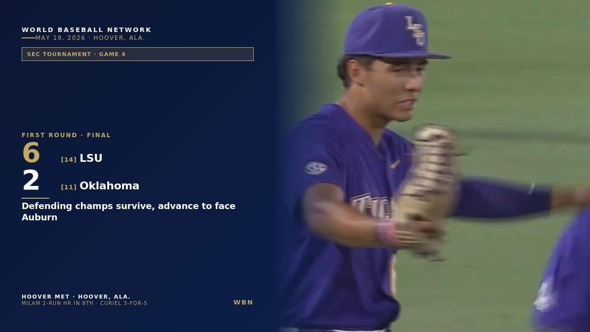 LSU 6, Oklahoma 2: Steven Milam’s 8th-Inning Home Run Lifts Defending National Champs into SEC Tournament Matchup with Auburn