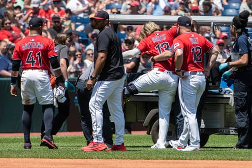 Guardians shortstop Gabriel Arias taken off the field on cart with left ankle sprain