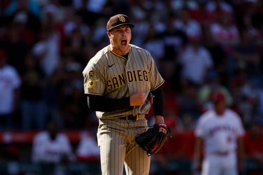 Mason Miller closes combined 2-hitter to extend his scoreless streak as Padres edge Angels 2-1