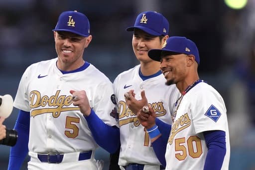 Ring bling: Dodgers show off glittering World Series rings in pregame ceremony